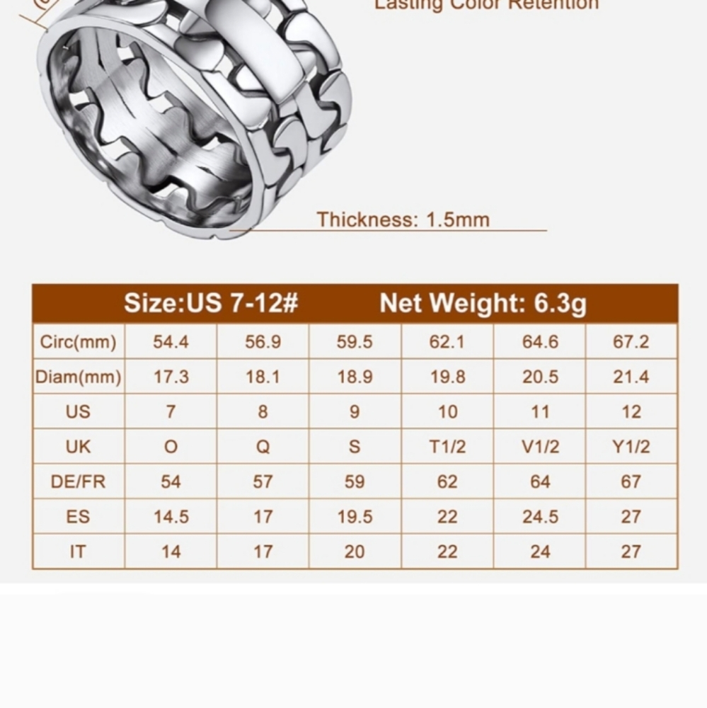 UNISEX STAINLESS STEEL RING - Picture 3 of 4